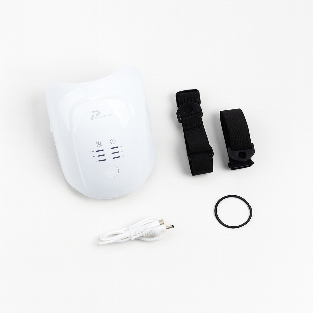 Healthnia near infrared red light therapy device with included wearable belt for secure attachment during use.
